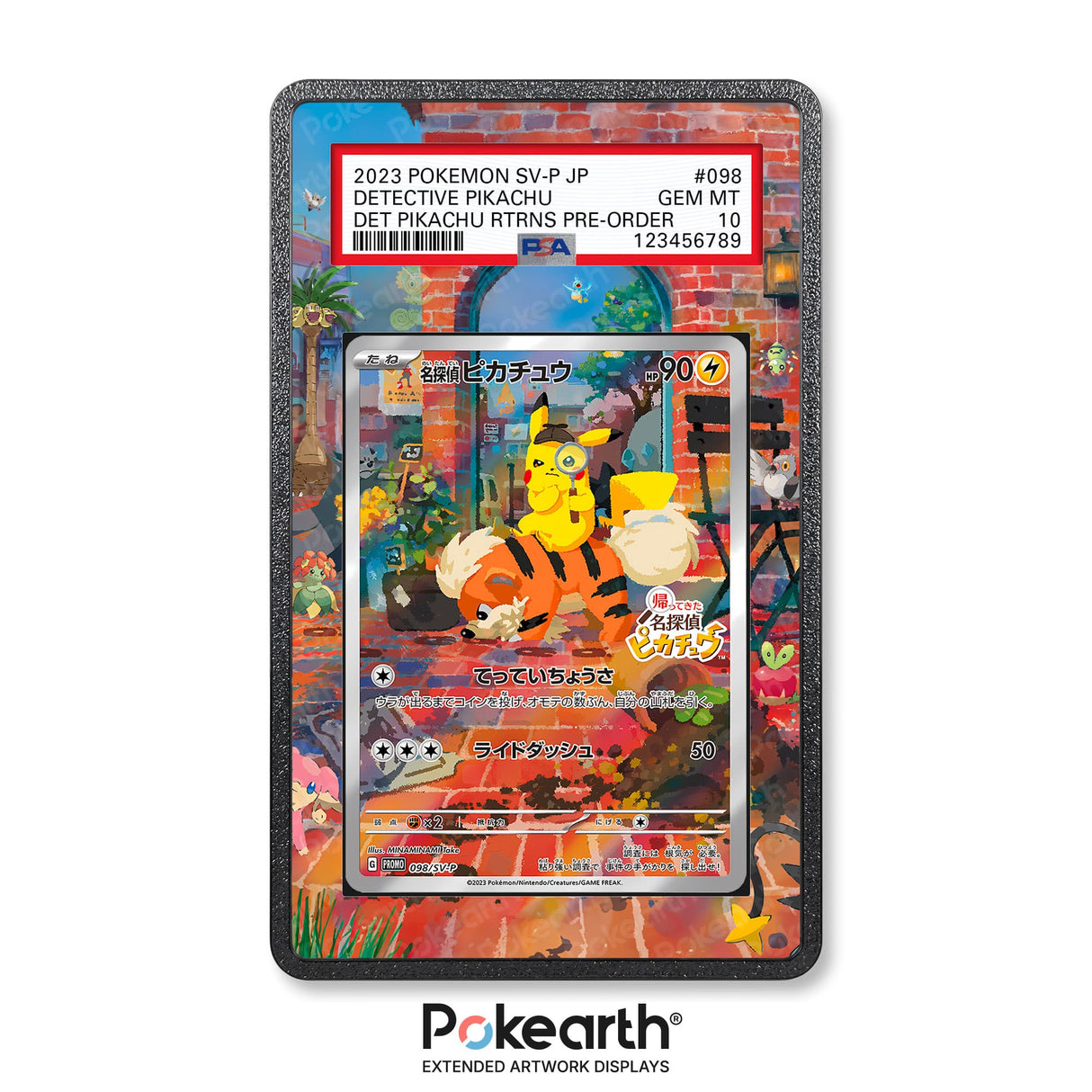Detective Pikachu 098/SV-P - Graded Card Extended Artwork Display Case - Display Case Extended Artwork Pokearth