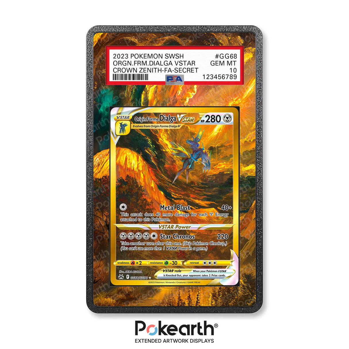 Dialga V STAR GG68/GG70 - Graded Card Extended Artwork Display Case - Display Case Extended Artwork Pokearth
