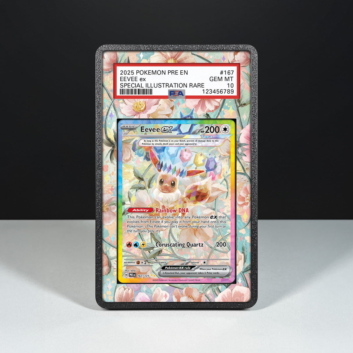 Eevee ex 167/131 - Graded Card Extended Artwork Display Case - Display Case Extended Artwork Pokearth