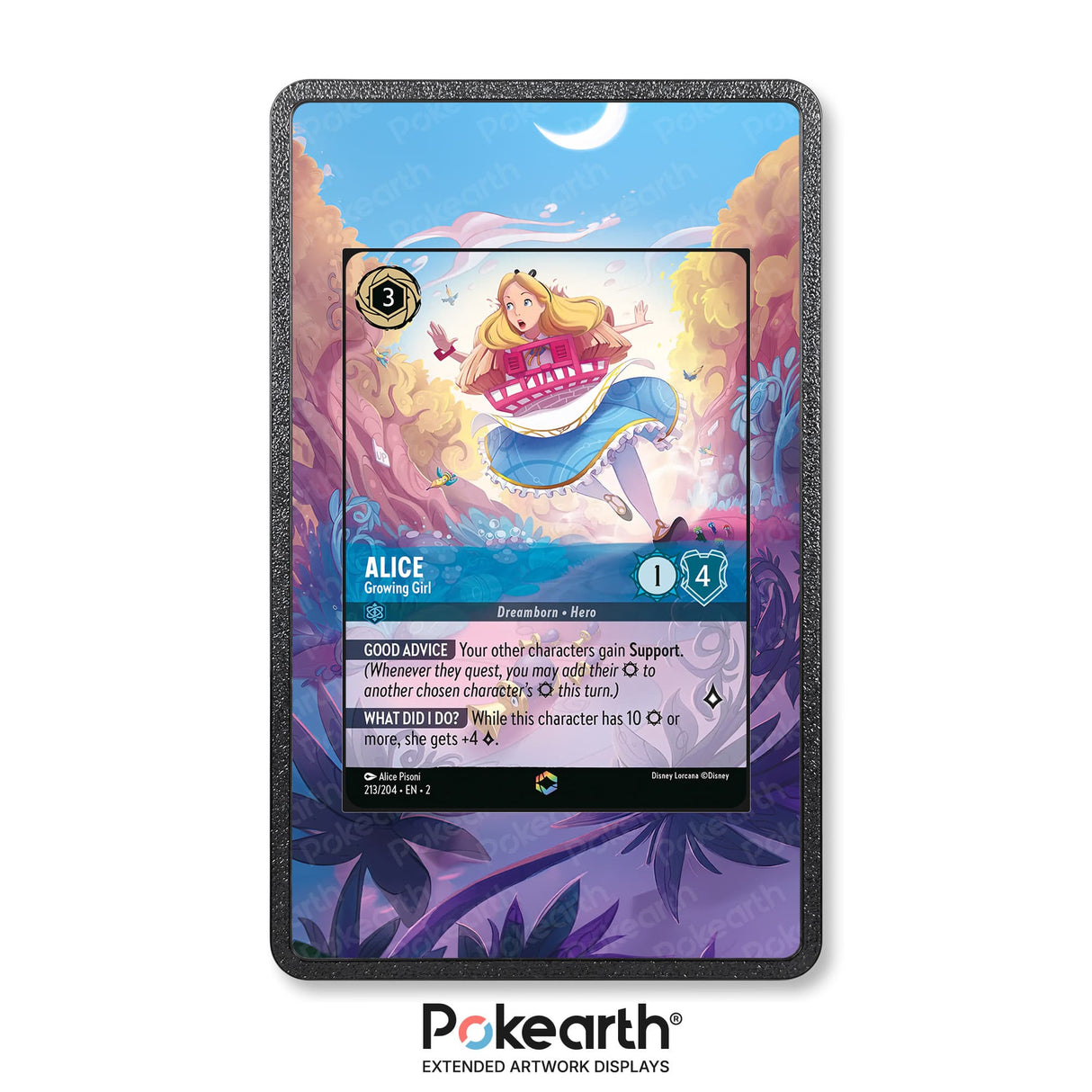 Alice - Growing Girl 213/204 Enchanted - Custodia con Artwork Esteso per Carte Disney Lorcana - Display Case Extended Artwork Pokearth
