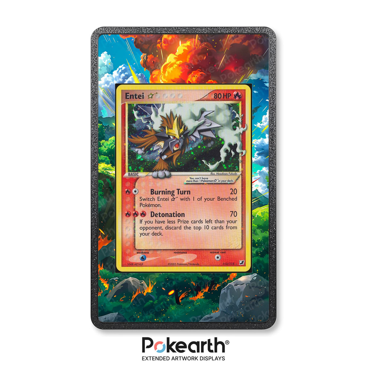 Entei Gold Star 113/115 - Custodia con Artwork Esteso per Carte Pokémon - Display Case Extended Artwork Pokearth