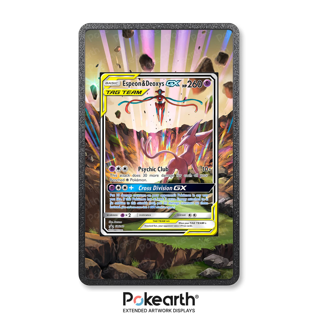 Espeon & Deoxys GX SM240 - Custodia con Artwork Esteso per Carte Pokémon - Display Case Extended Artwork Pokearth