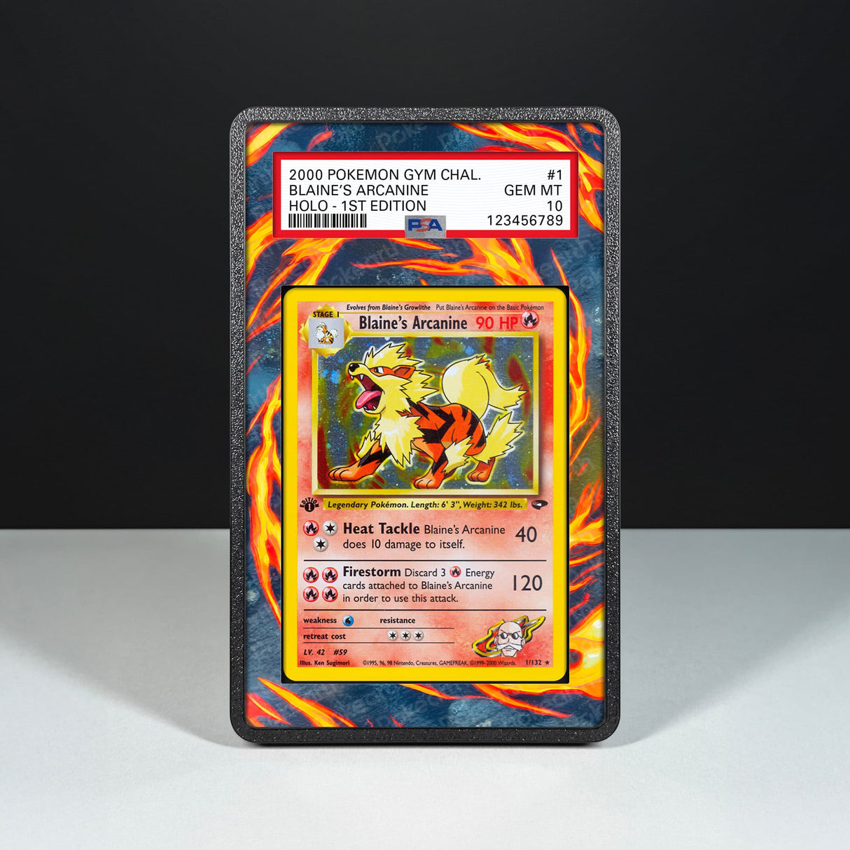 Blaine's Arcanine 1/132 - Graded Card Extended Artwork Display Case - Display Case Extended Artwork Pokearth