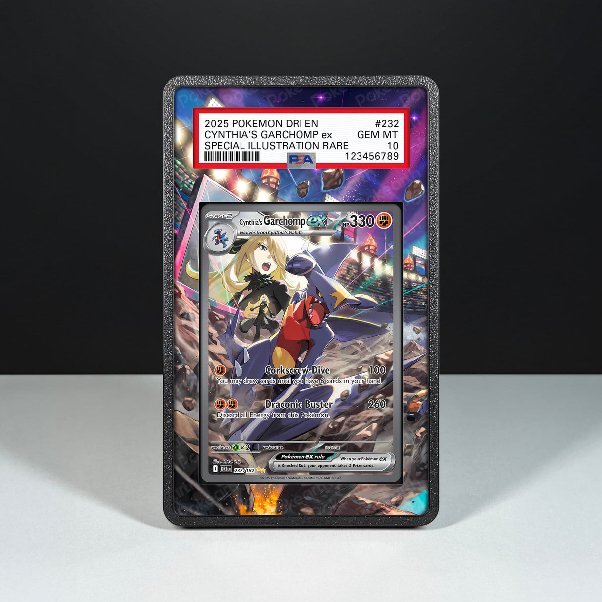 Cynthia's Garchomp ex 232/182 - Graded Card Extended Artwork Display Case - Display Case Extended Artwork Pokearth