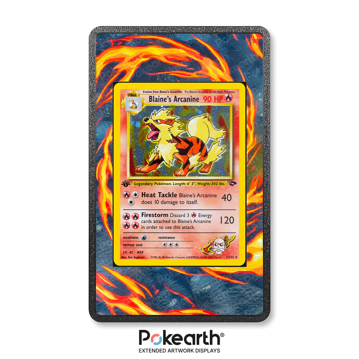 Blaine's Arcanine 1/132 - Custodia con Artwork Esteso per Carte Pokémon - Display Case Extended Artwork Pokearth
