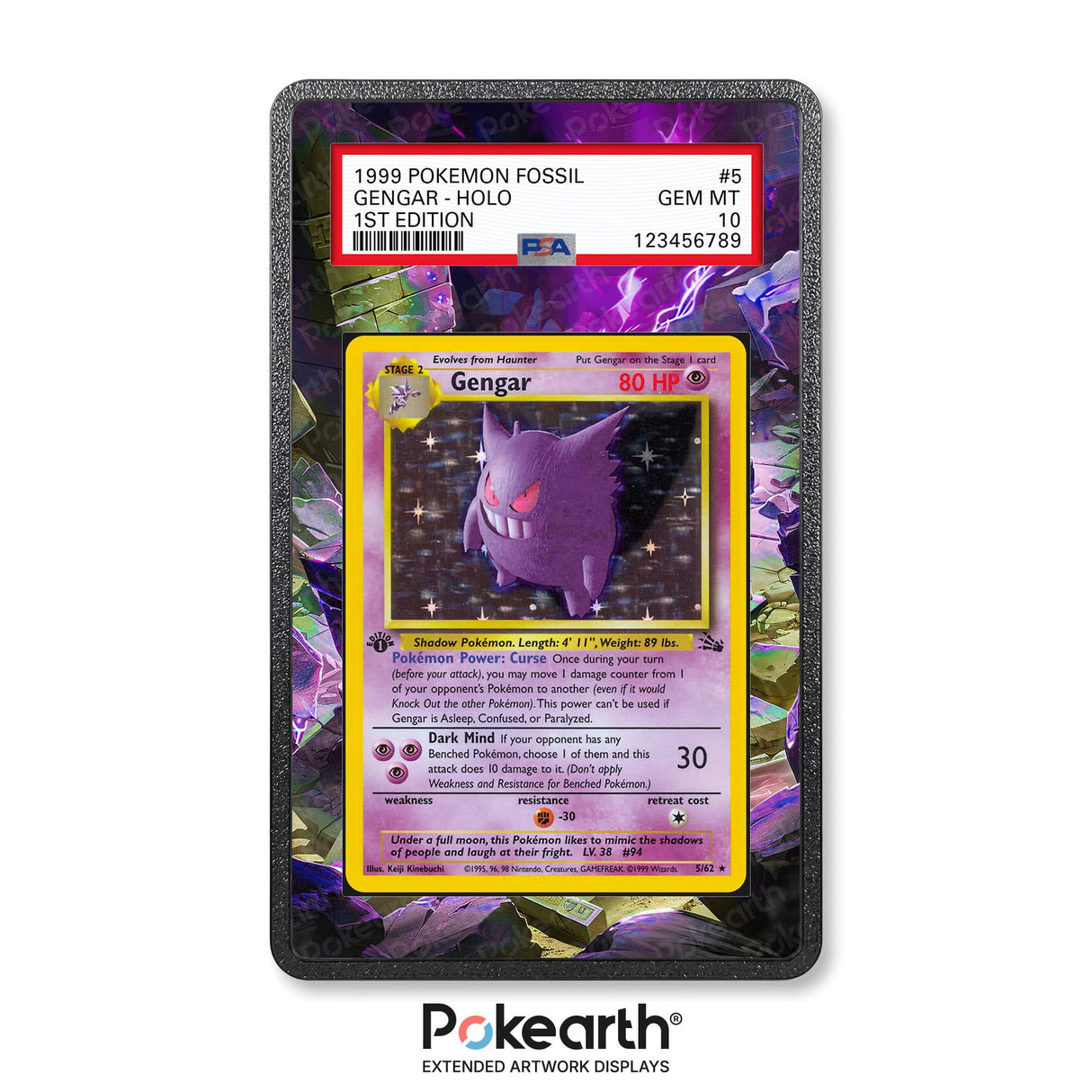Gengar 5/62 - Graded Card Extended Artwork Display Case - Display Case Extended Artwork Pokearth