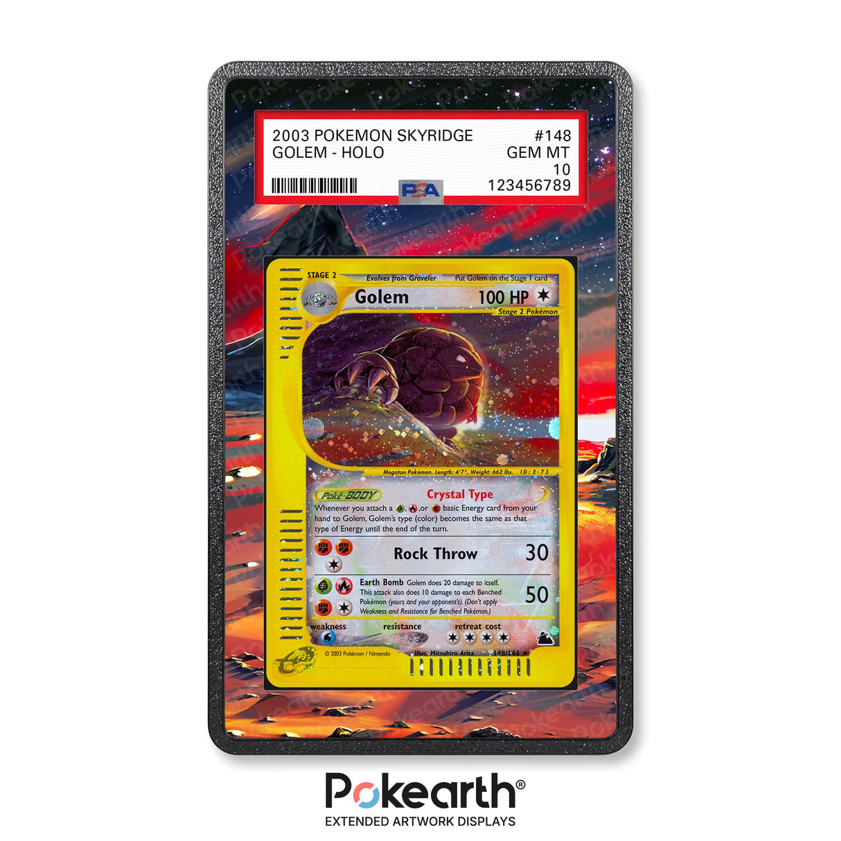Golem 148/144 - Graded Card Extended Artwork Display Case - Display Case Extended Artwork Pokearth