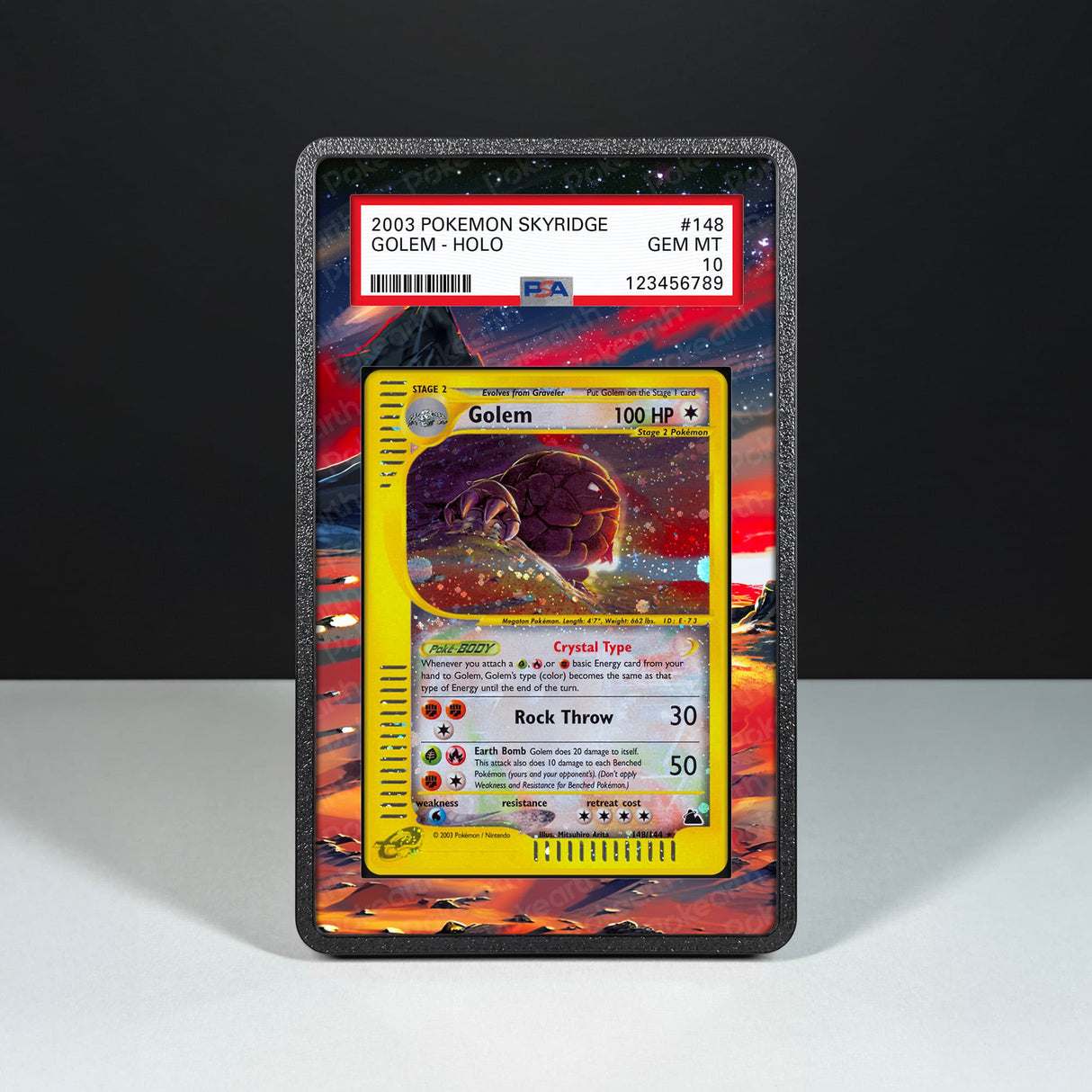 Golem 148/144 - Graded Card Extended Artwork Display Case - Display Case Extended Artwork Pokearth