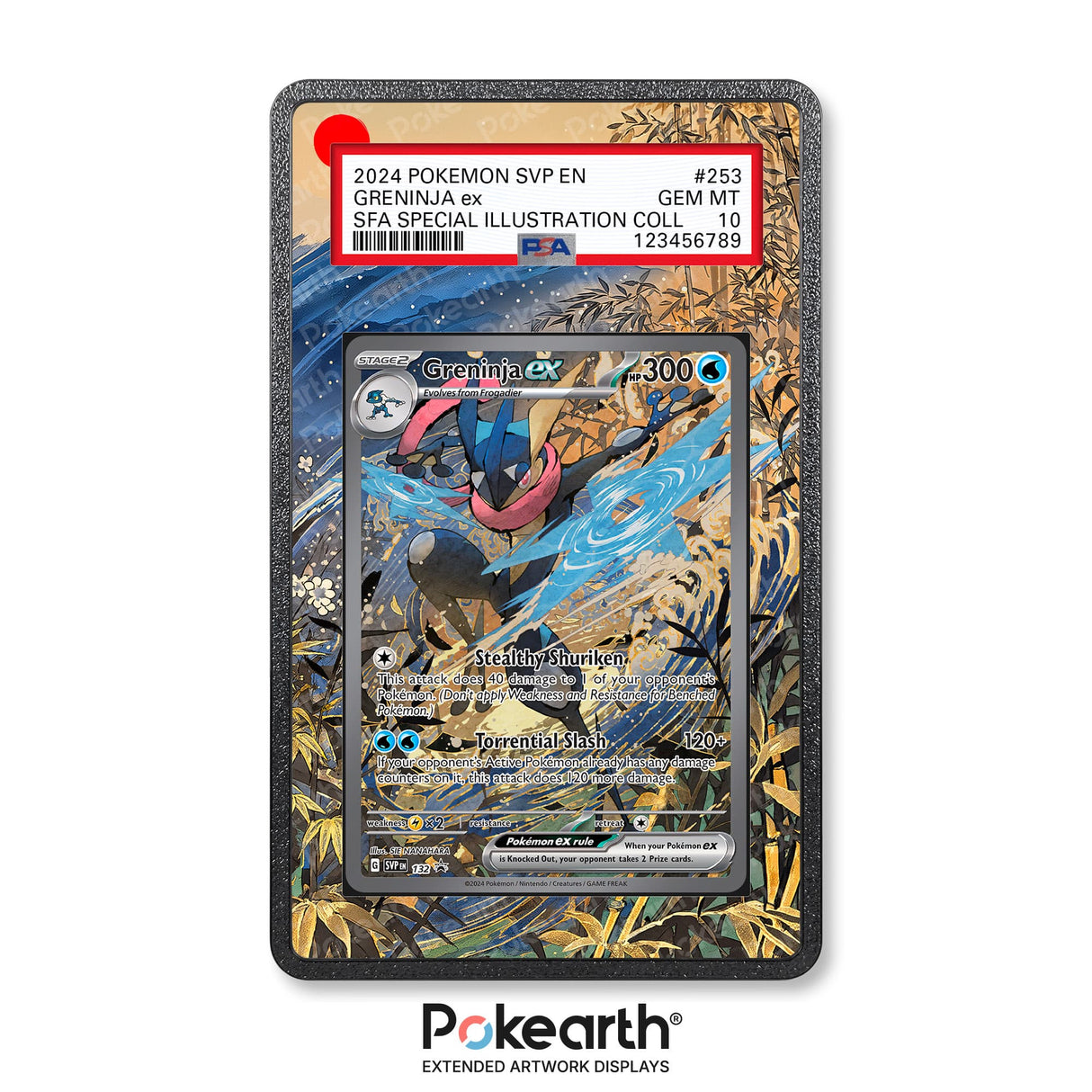 Greninja ex SVP 132 - Graded Card Extended Artwork Display Case - Display Case Extended Artwork Pokearth