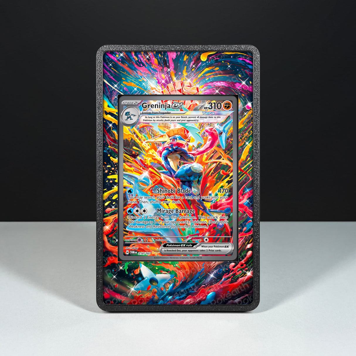 Greninja ex 214/167 - Custodia con Artwork Esteso per Carte Pokémon - Display Case Extended Artwork Pokearth