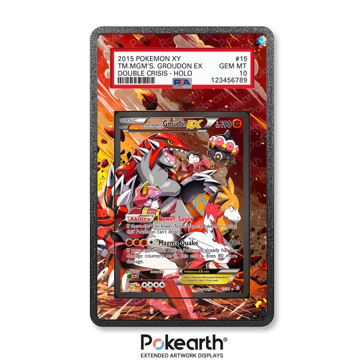 Team Magma's Groudon EX 15/34 - Graded Card Extended Artwork Display Case - Display Case Extended Artwork Pokearth