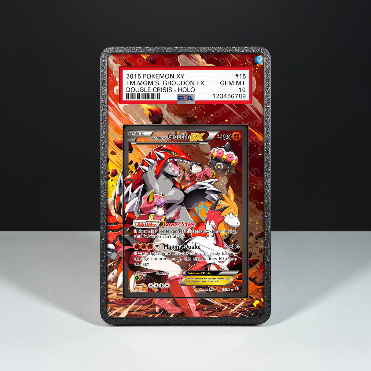 Team Magma's Groudon EX 15/34 - Graded Card Extended Artwork Display Case - Display Case Extended Artwork Pokearth