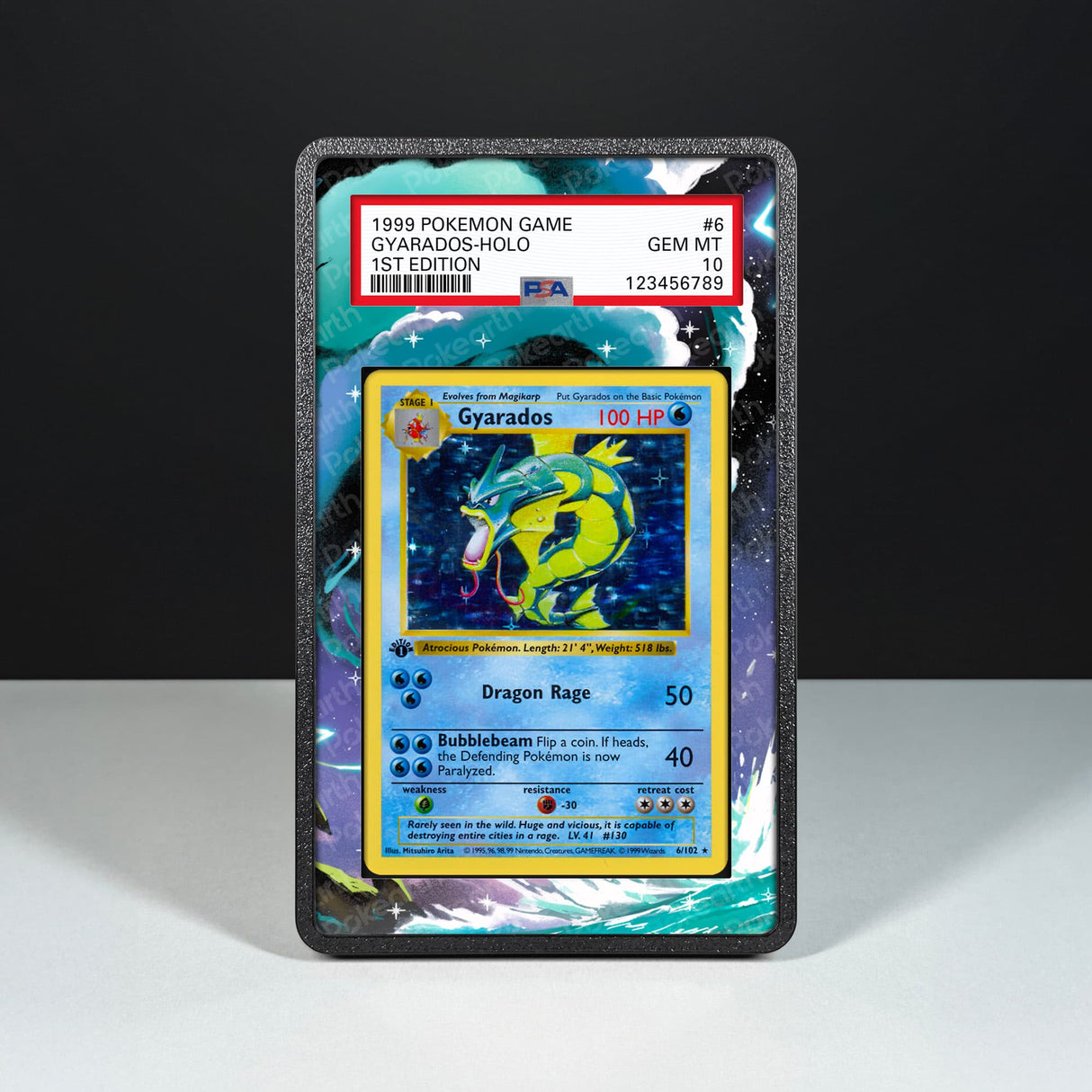 Gyarados 6/102 - Graded Card Extended Artwork Display Case - Display Case Extended Artwork Pokearth