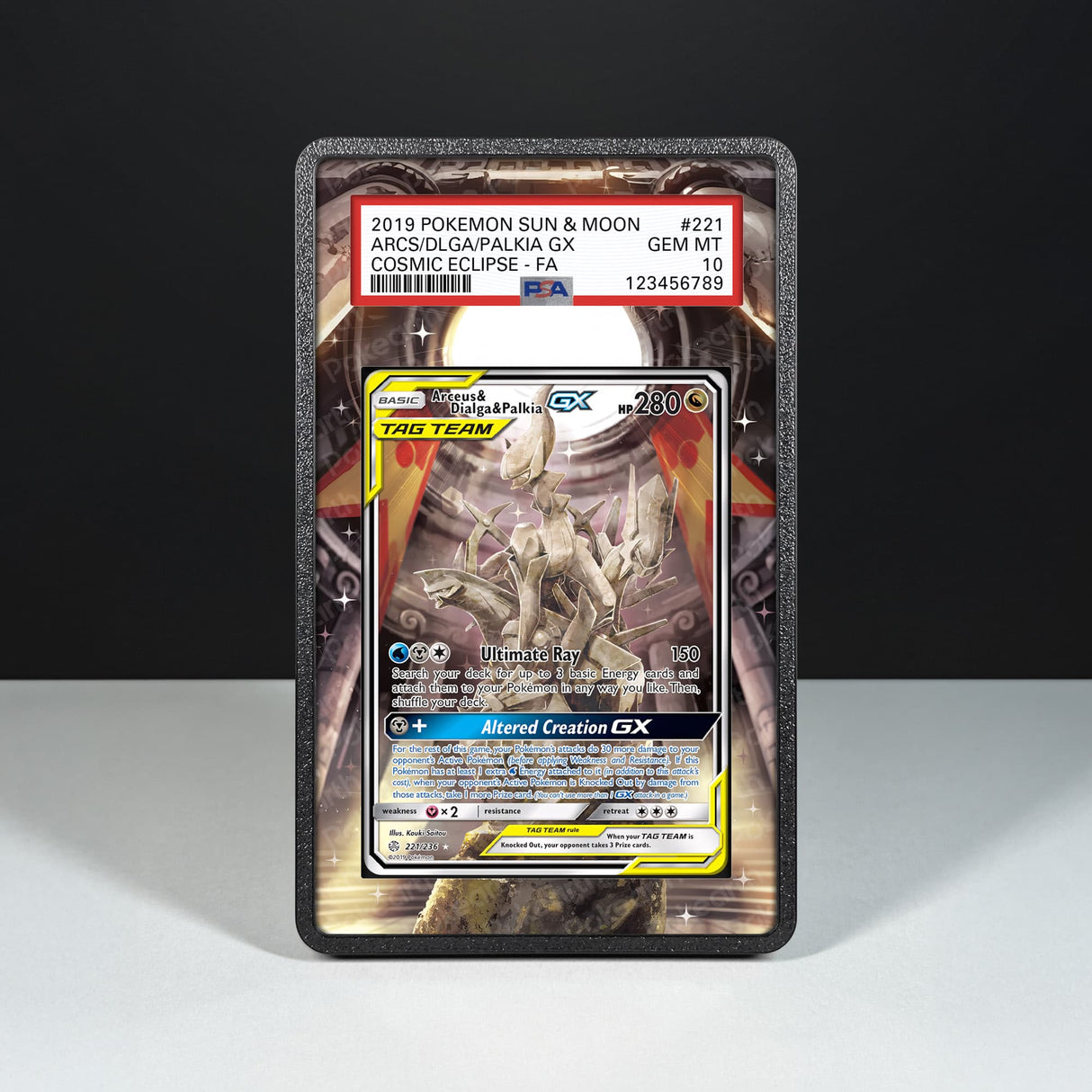 Arceus & Dialga & Palkia GX 221/236 - Graded Card Extended Artwork Display Case - Display Case Extended Artwork Pokearth