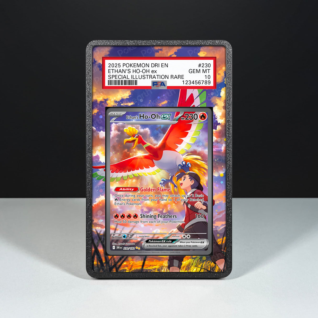 Ethan's Ho-Oh ex 230/182 - Graded Card Extended Artwork Display Case - Display Case Extended Artwork Pokearth