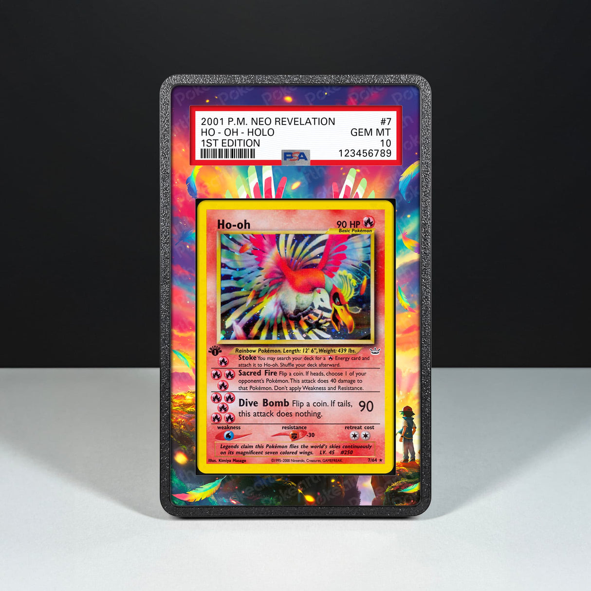 Ho-oh 7/64 - Graded Card Extended Artwork Display Case - Display Case Extended Artwork Pokearth