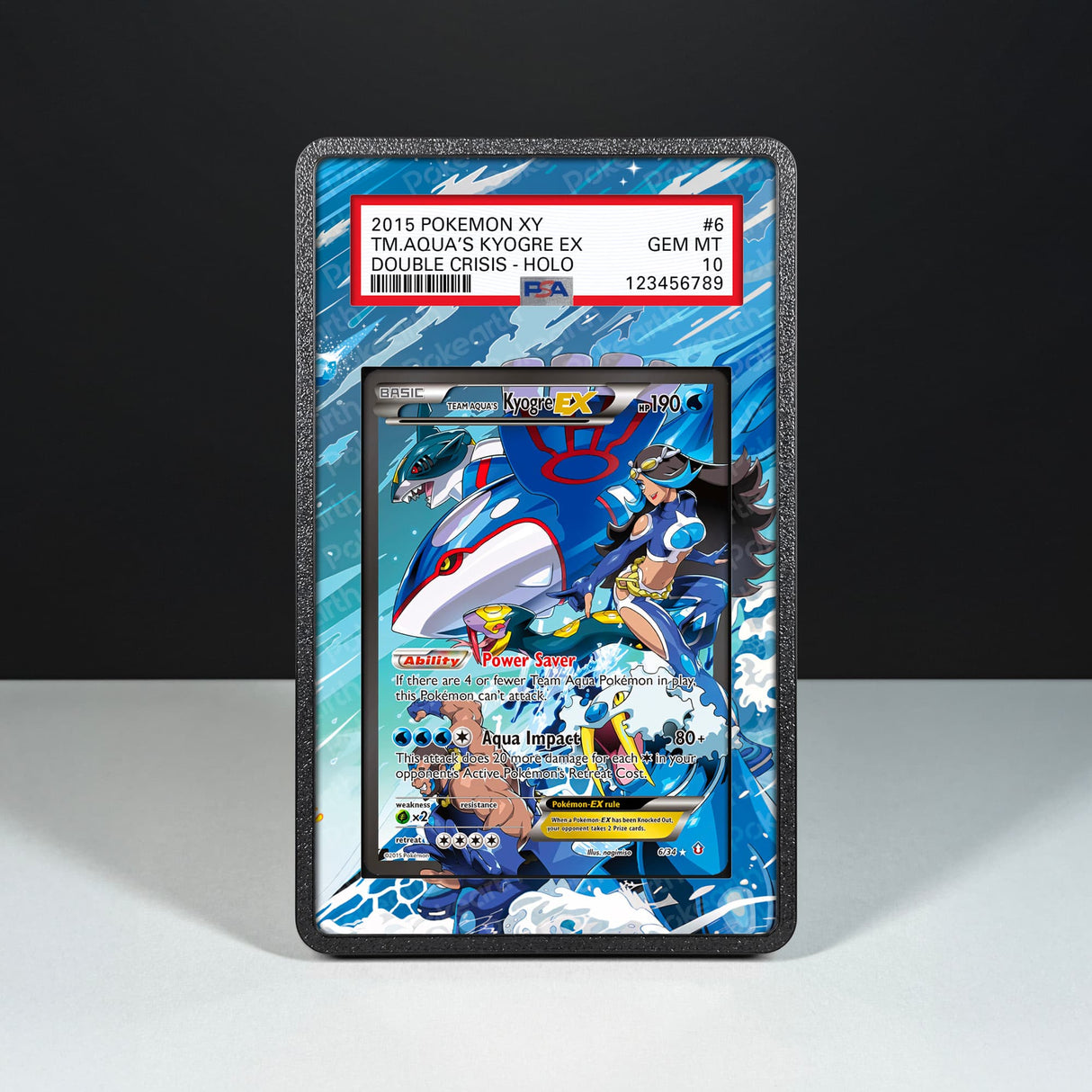 Team Aqua's Kyogre EX 6/34 - Graded Card Extended Artwork Display Case - Display Case Extended Artwork Pokearth