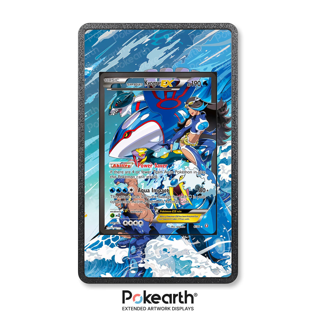 Team Aqua's Kyogre EX 6/34 - Custodia con Artwork Esteso per Carte Pokémon - Display Case Extended Artwork Pokearth