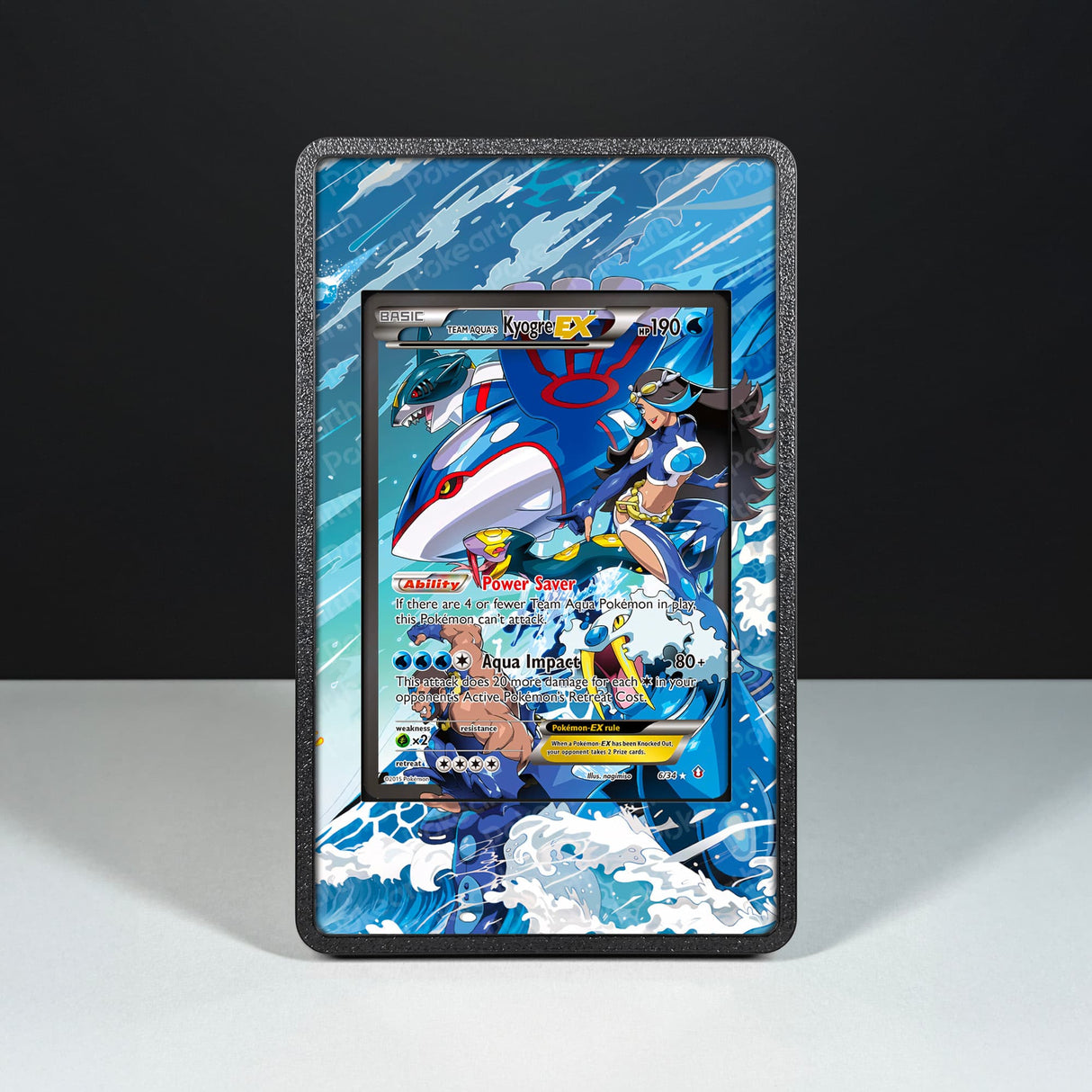 Team Aqua's Kyogre EX 6/34 - Custodia con Artwork Esteso per Carte Pokémon - Display Case Extended Artwork Pokearth