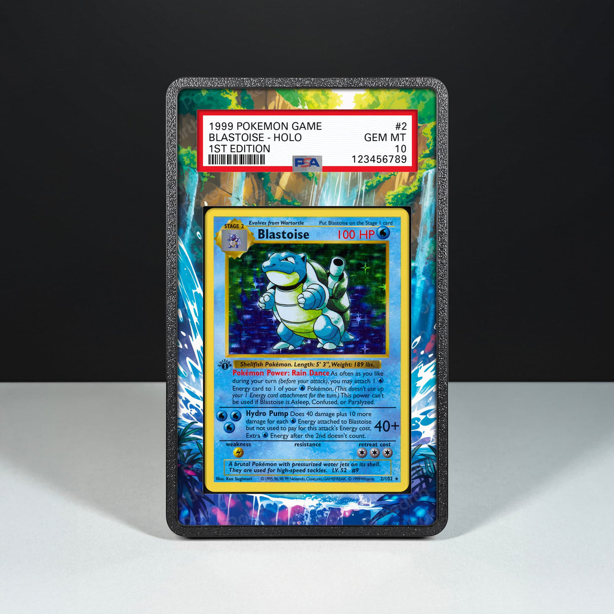 Blastoise 2/102 - Custodia con Artwork Esteso per Carte Gradate - Display Case Extended Artwork Pokearth