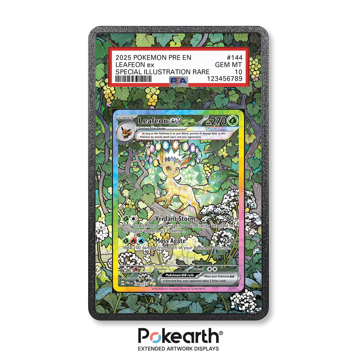 Leafeon ex 144/131 - Graded Card Extended Artwork Display Case - Display Case Extended Artwork Pokearth