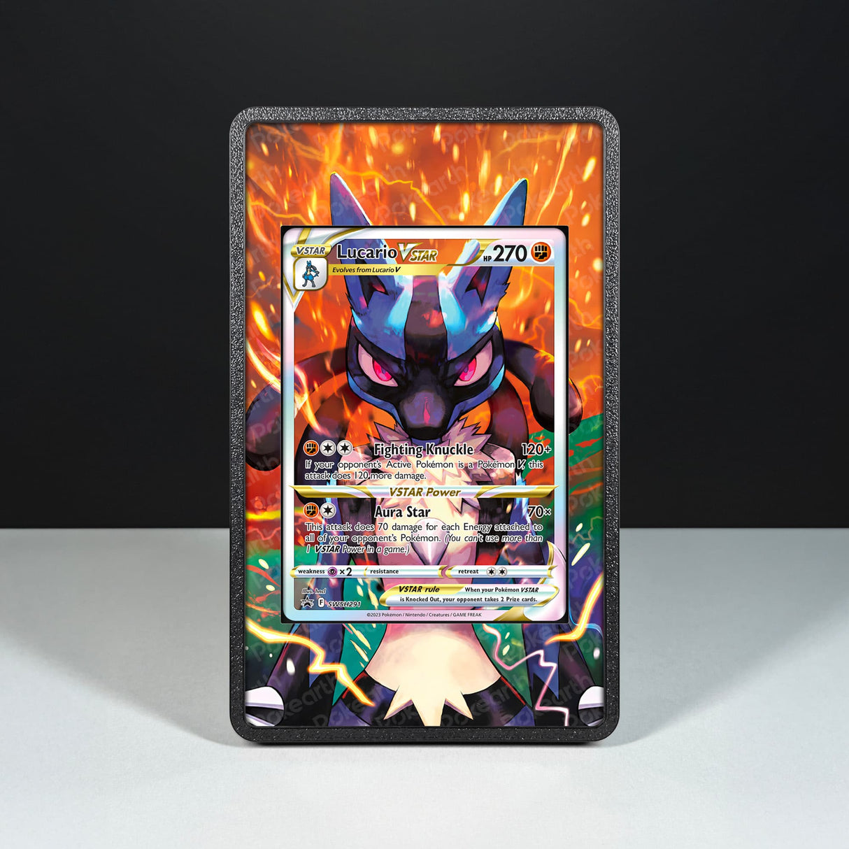 Lucario VSTAR SWSH291 - Custodia con Artwork Esteso per Carte Pokémon - Display Case Extended Artwork Pokearth