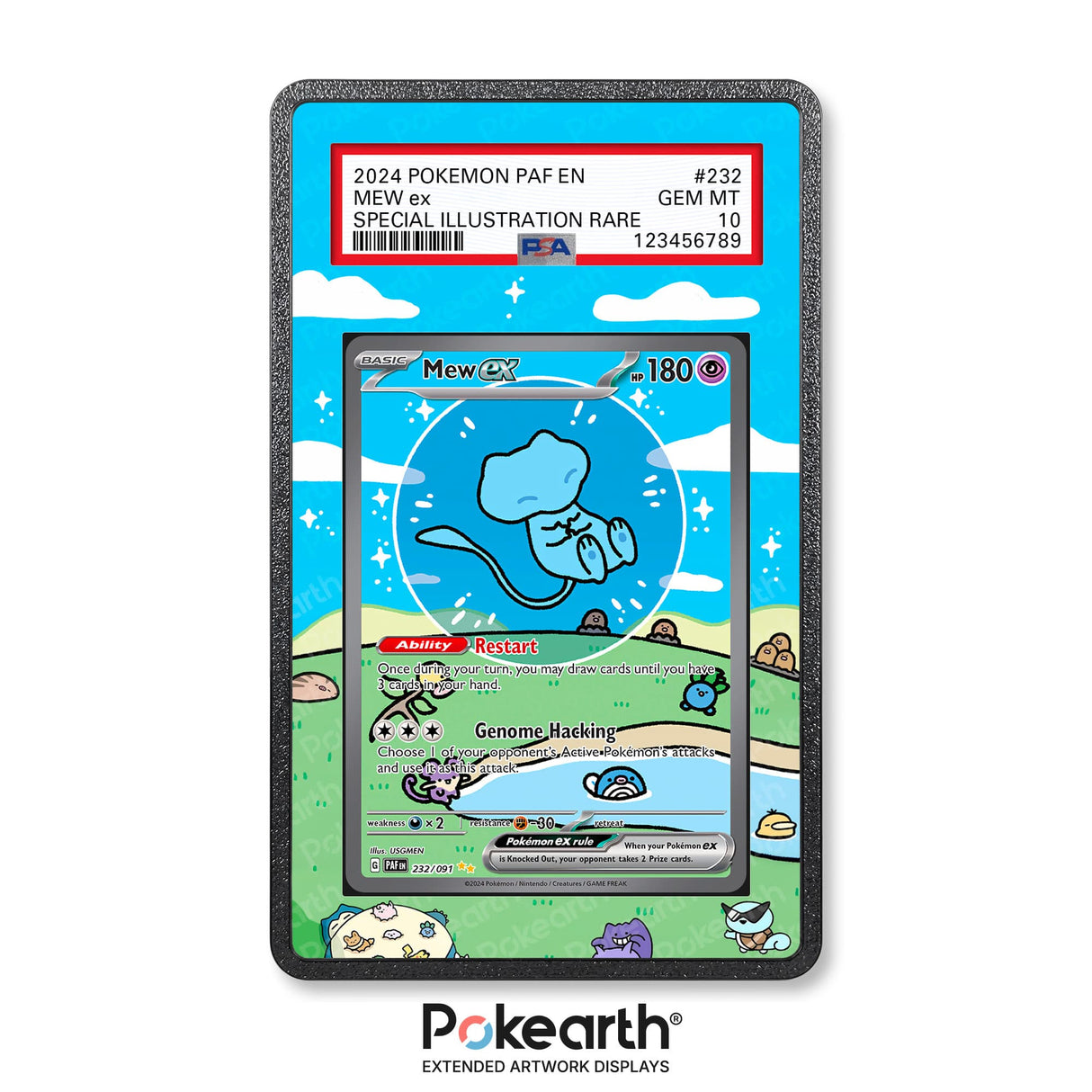 Mew ex 232/091 - Graded Card Extended Artwork Display Case - Display Case Extended Artwork Pokearth
