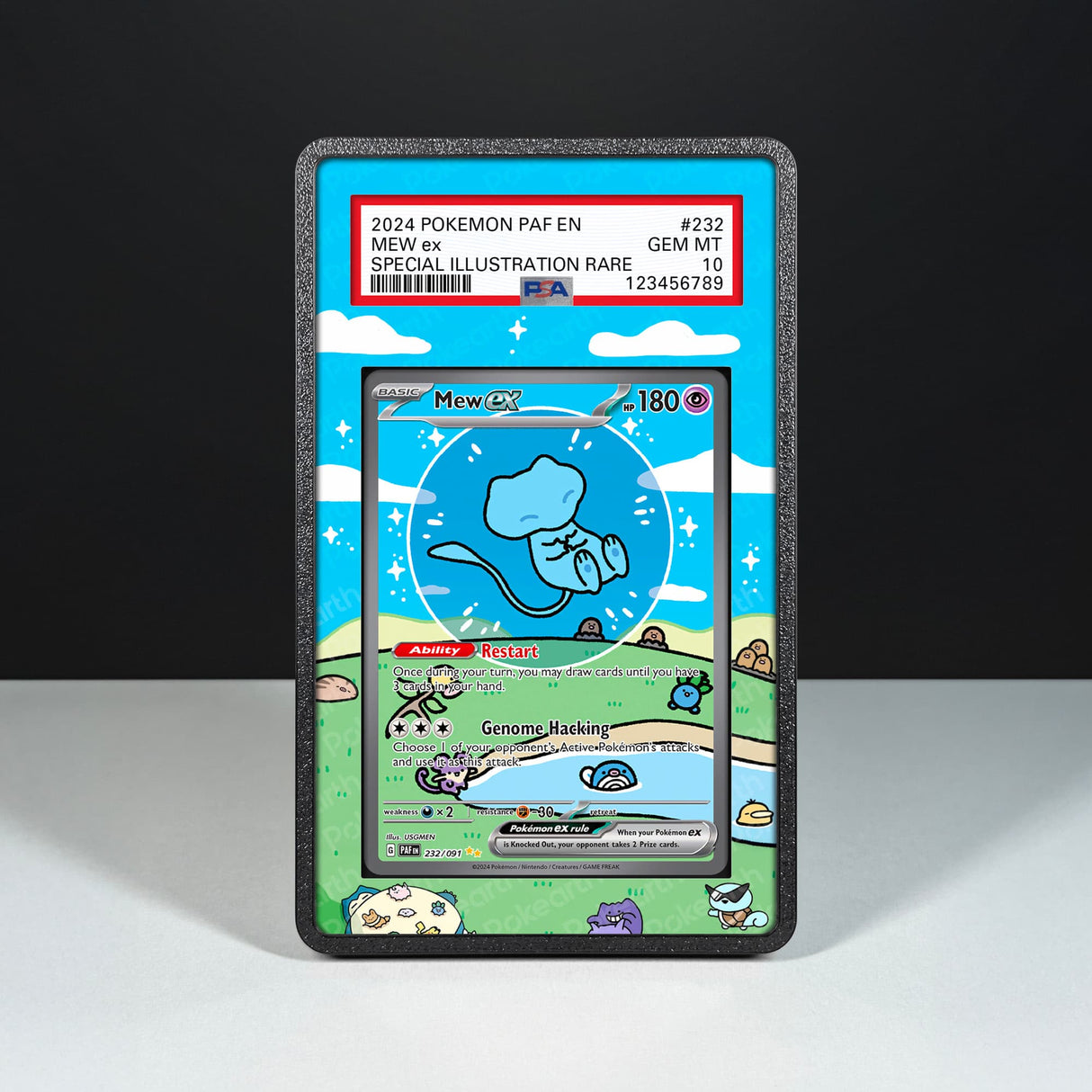 Mew ex 232/091 - Graded Card Extended Artwork Display Case - Display Case Extended Artwork Pokearth