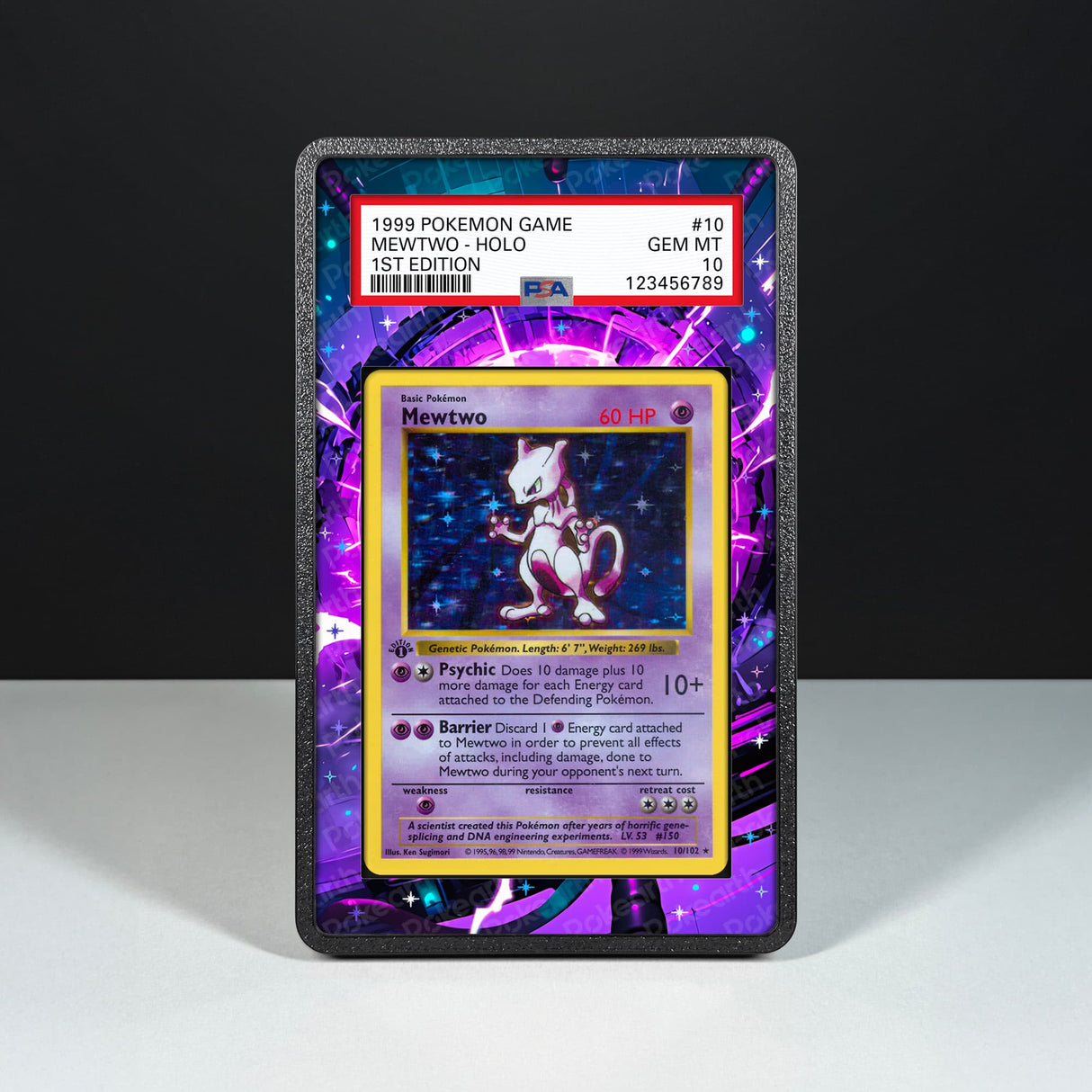 Mewtwo 10/102 - Graded Card Extended Artwork Display Case - Display Case Extended Artwork Pokearth