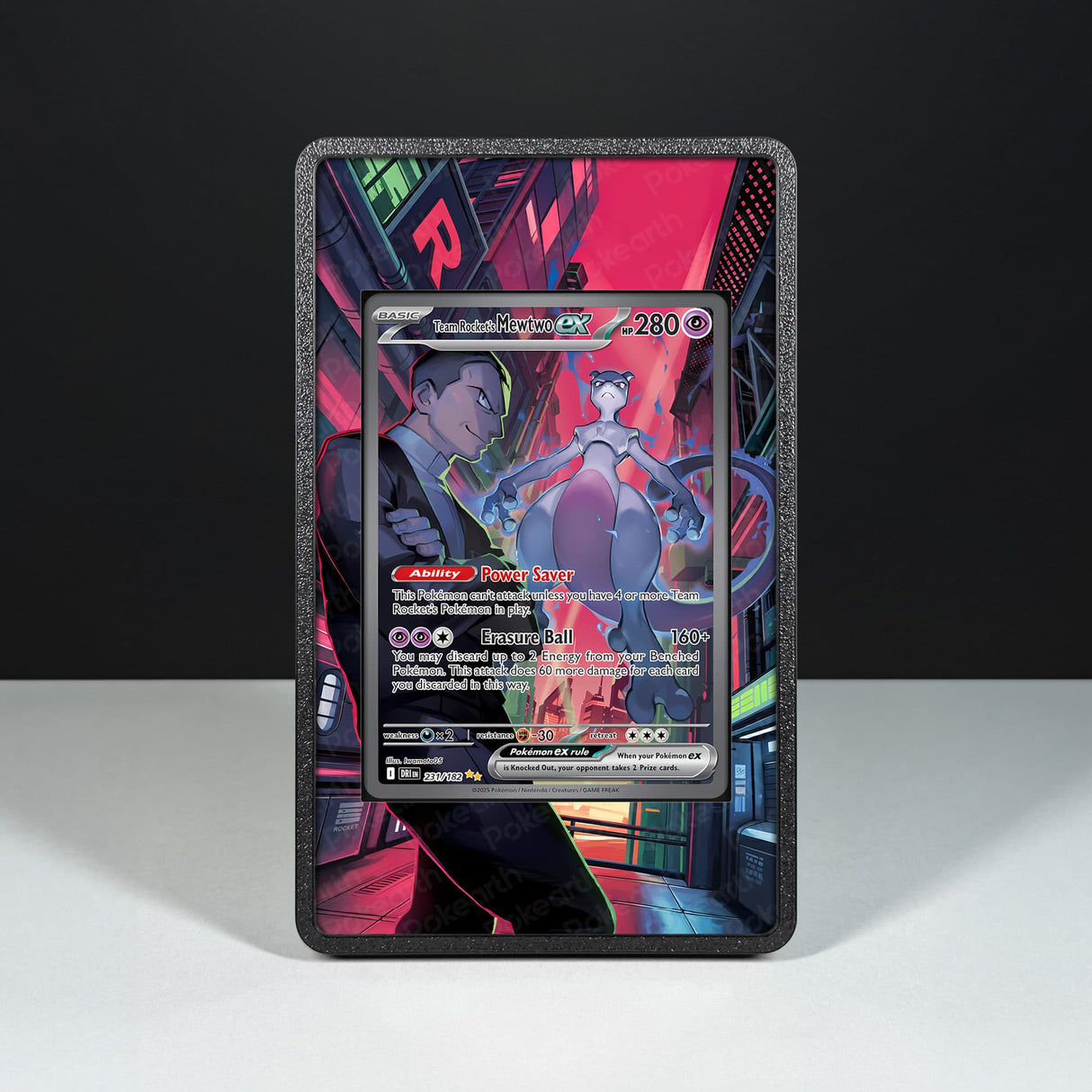 Mewtwo ex del Team Rocket 231/182 - Custodia con Artwork Esteso per Carte Pokémon - Display Case Extended Artwork Pokearth