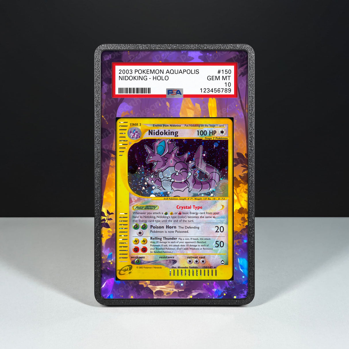 Nidoking 150/147 - Graded Card Extended Artwork Display Case - Display Case Extended Artwork Pokearth