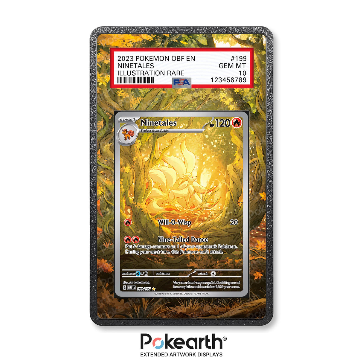Ninetales 199/197- Graded Card Extended Artwork Display Case - Display Case Extended Artwork Pokearth