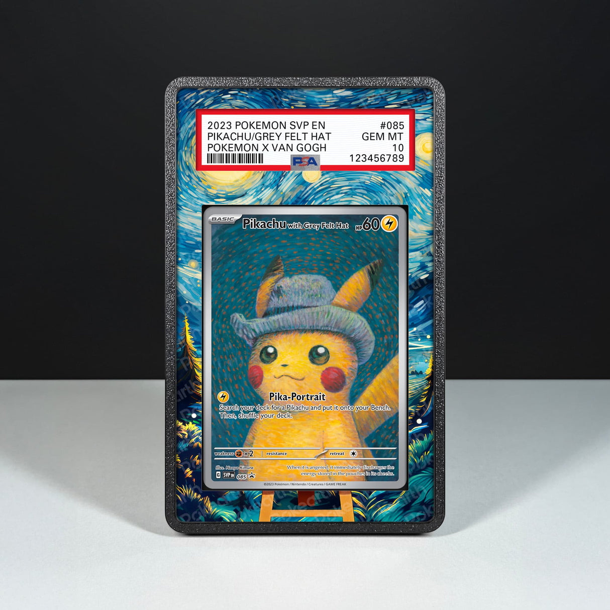 Pikachu with Grey Felt Hat SVP 085 - Graded Card Extended Artwork Display Case - Display Case Extended Artwork Pokearth