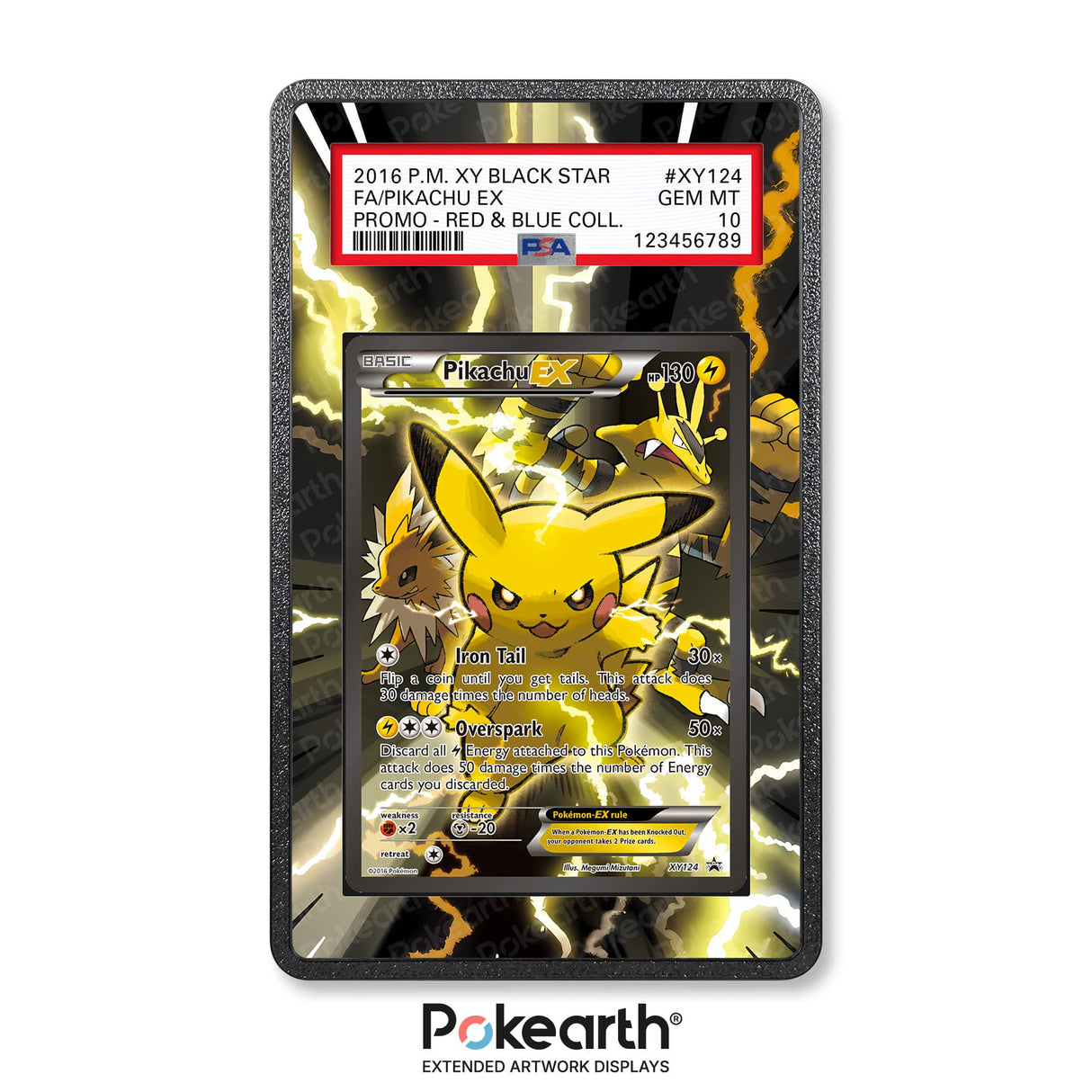 Pikachu XY124 - Graded Card Extended Artwork Display Case - Display Case Extended Artwork Pokearth