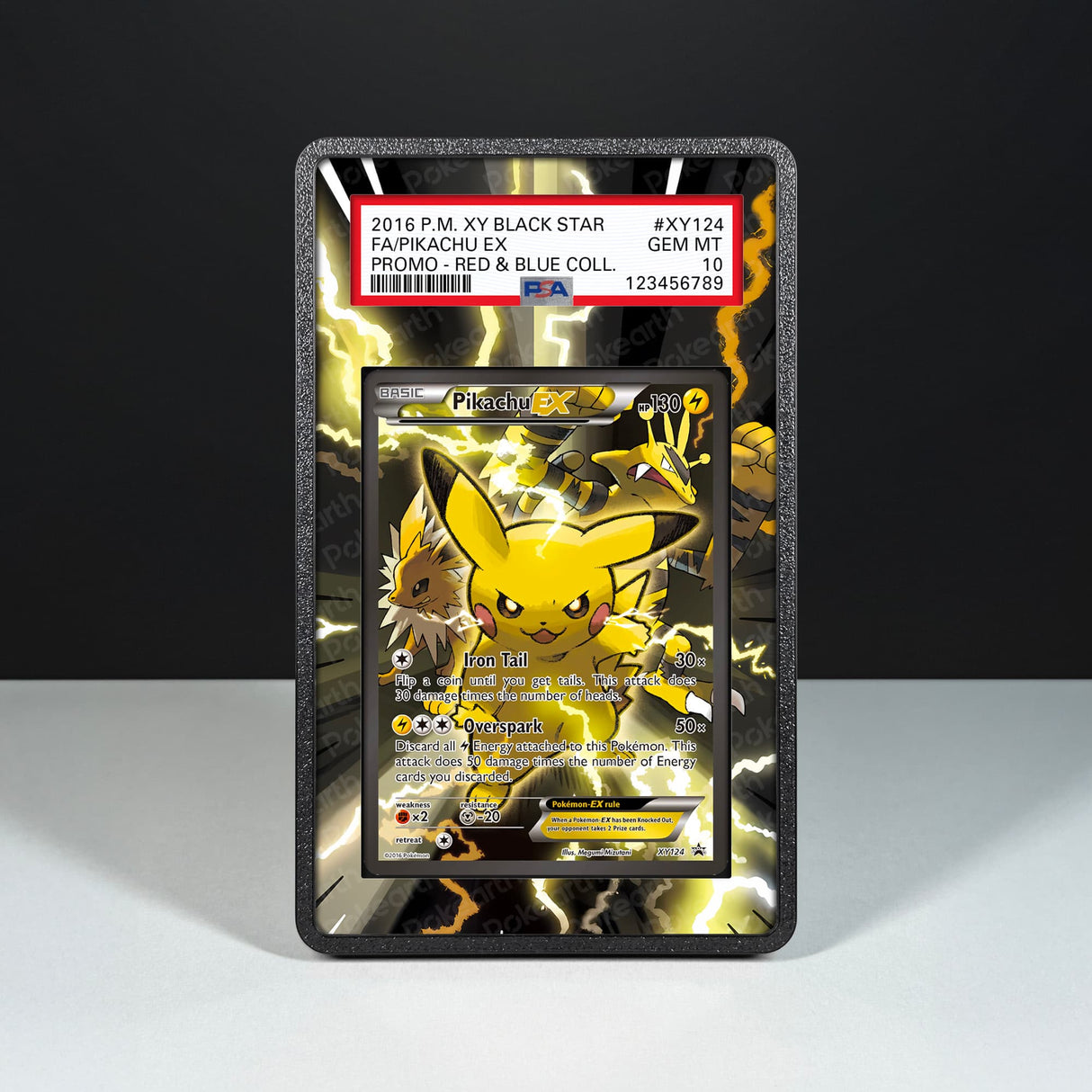 Pikachu XY124 - Graded Card Extended Artwork Display Case - Display Case Extended Artwork Pokearth