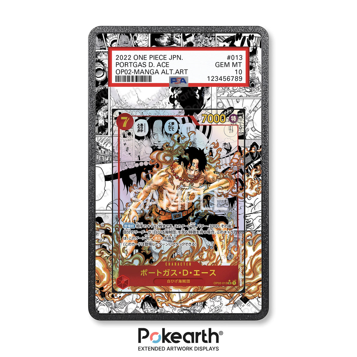 Portgas D. Ace OP02-013 Manga - Graded Card Extended Artwork Display Case - Display Case Extended Artwork Pokearth