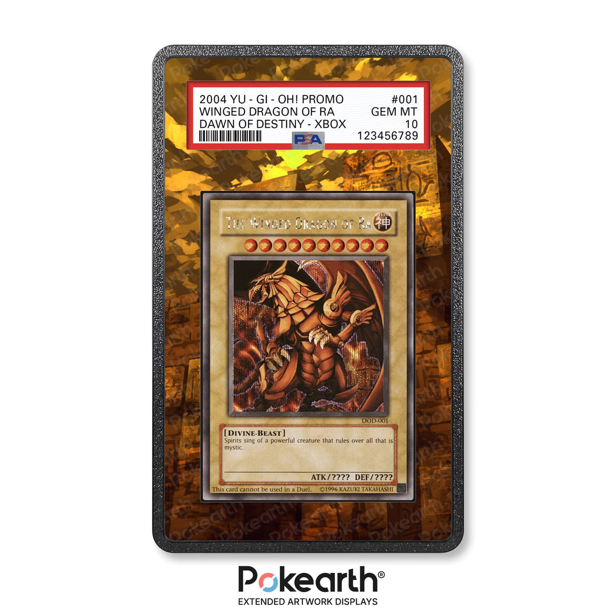 Drago Alato di Ra 001 - Custodia con Artwork Esteso per Carte Gradate - Display Case Extended Artwork Pokearth