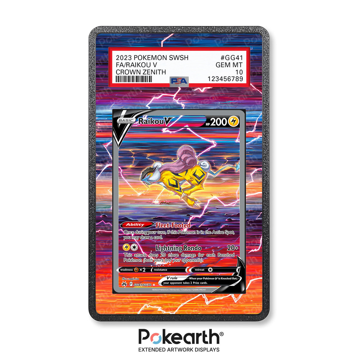 Raikou V GG41/GG70 - Graded Card Extended Artwork Display Case - Display Case Extended Artwork Pokearth