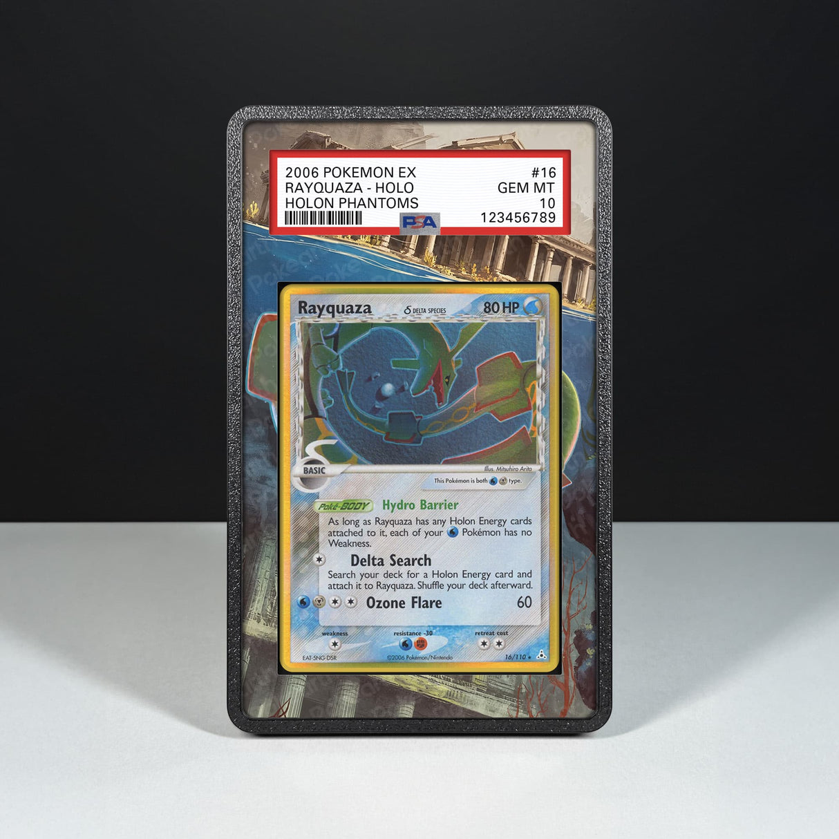 Rayquaza Delta Species 16/110 - Graded Card Extended Artwork Display Case - Display Case Extended Artwork Pokearth