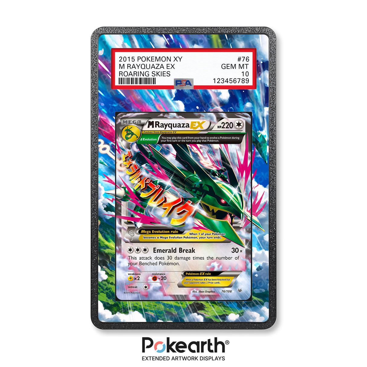 M Rayquaza EX 76/108 - Graded Card Extended Artwork Display Case - Display Case Extended Artwork Pokearth