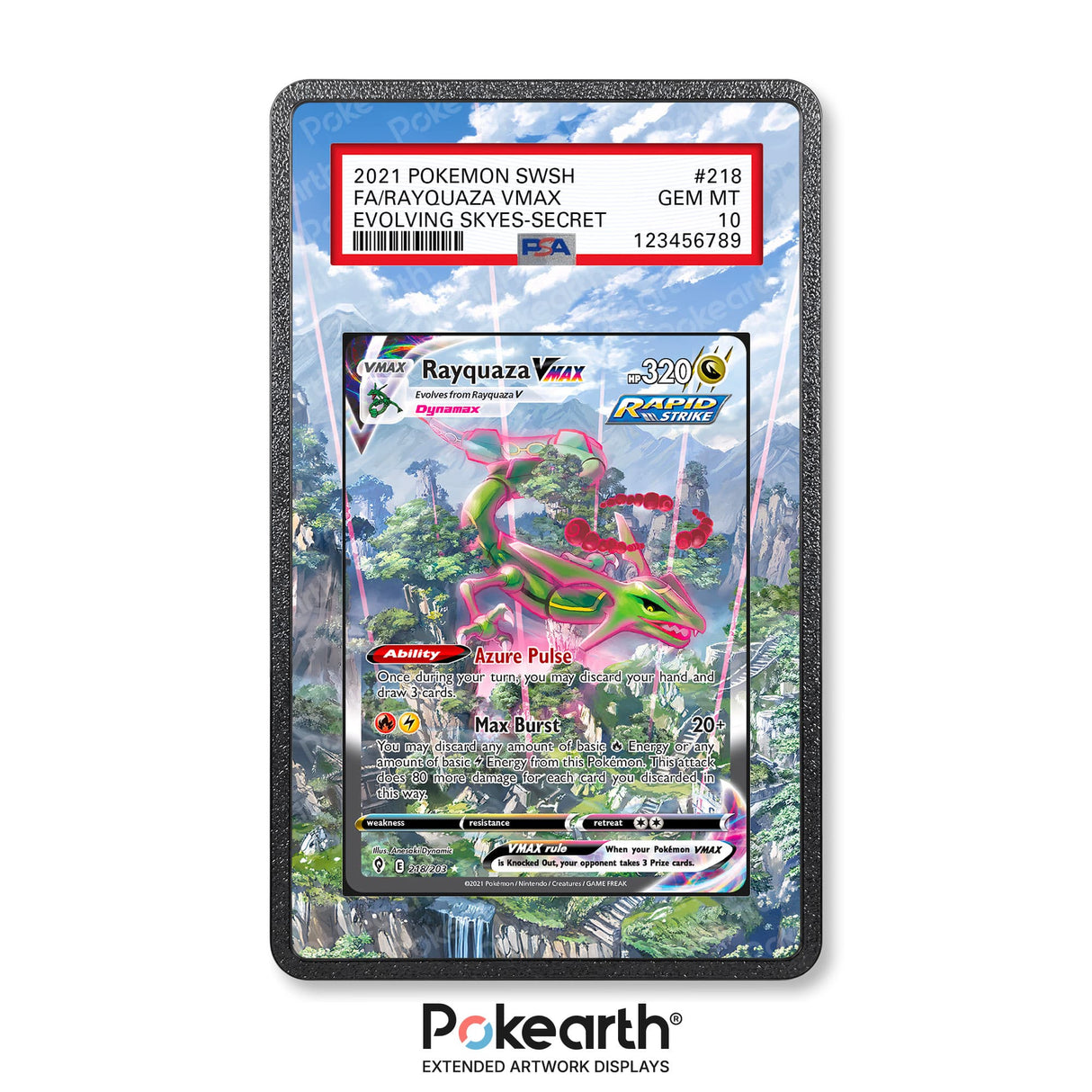 Rayquaza VMAX 218/203 - Graded Card Extended Artwork Display Case - Display Case Extended Artwork Pokearth
