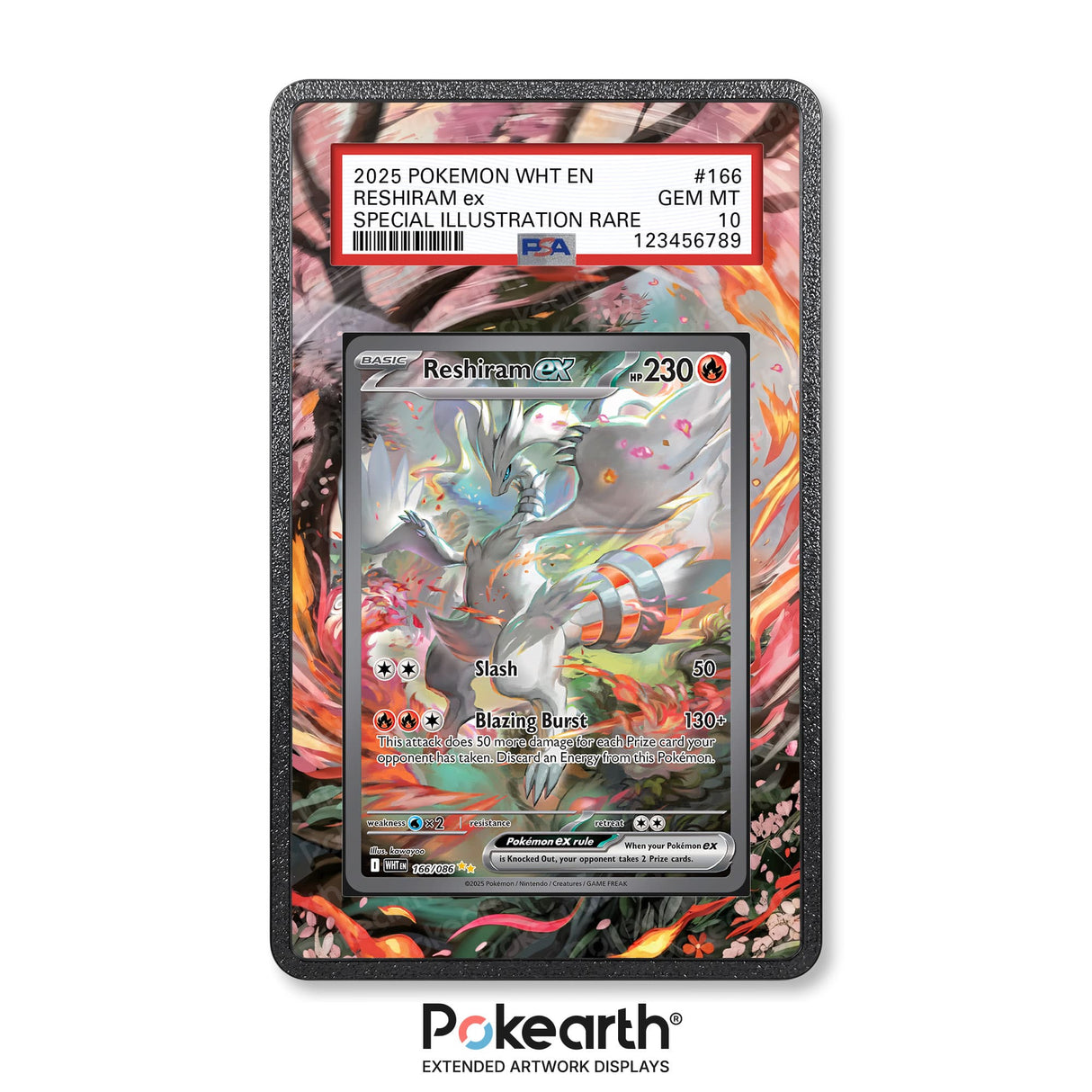Reshiram ex 166/086 - Graded Card Extended Artwork Display Case - Display Case Extended Artwork Pokearth