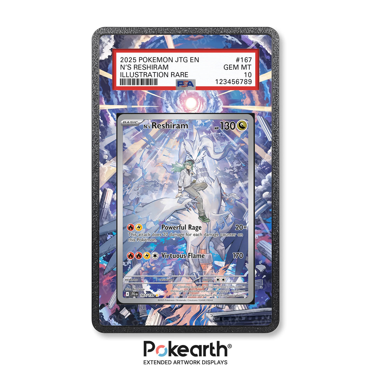 N's Reshiram 167/159 - Graded Card Extended Artwork Display Case - Display Case Extended Artwork Pokearth