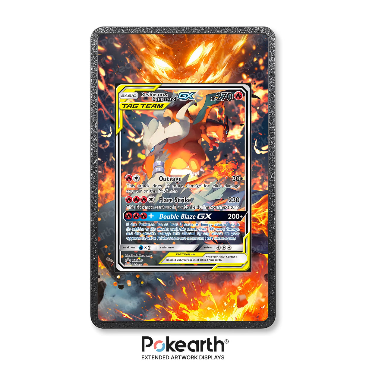 Reshiram & Charizard GX SM201 - Custodia con Artwork Esteso per Carte Pokémon - Display Case Extended Artwork Pokearth