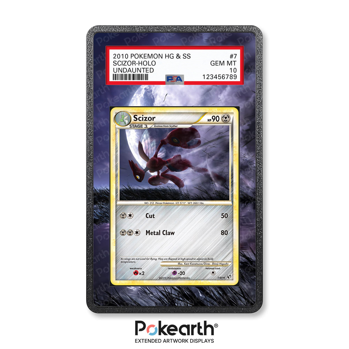 Scizor 7/90 - Graded Card Extended Artwork Display Case - Display Case Extended Artwork Pokearth