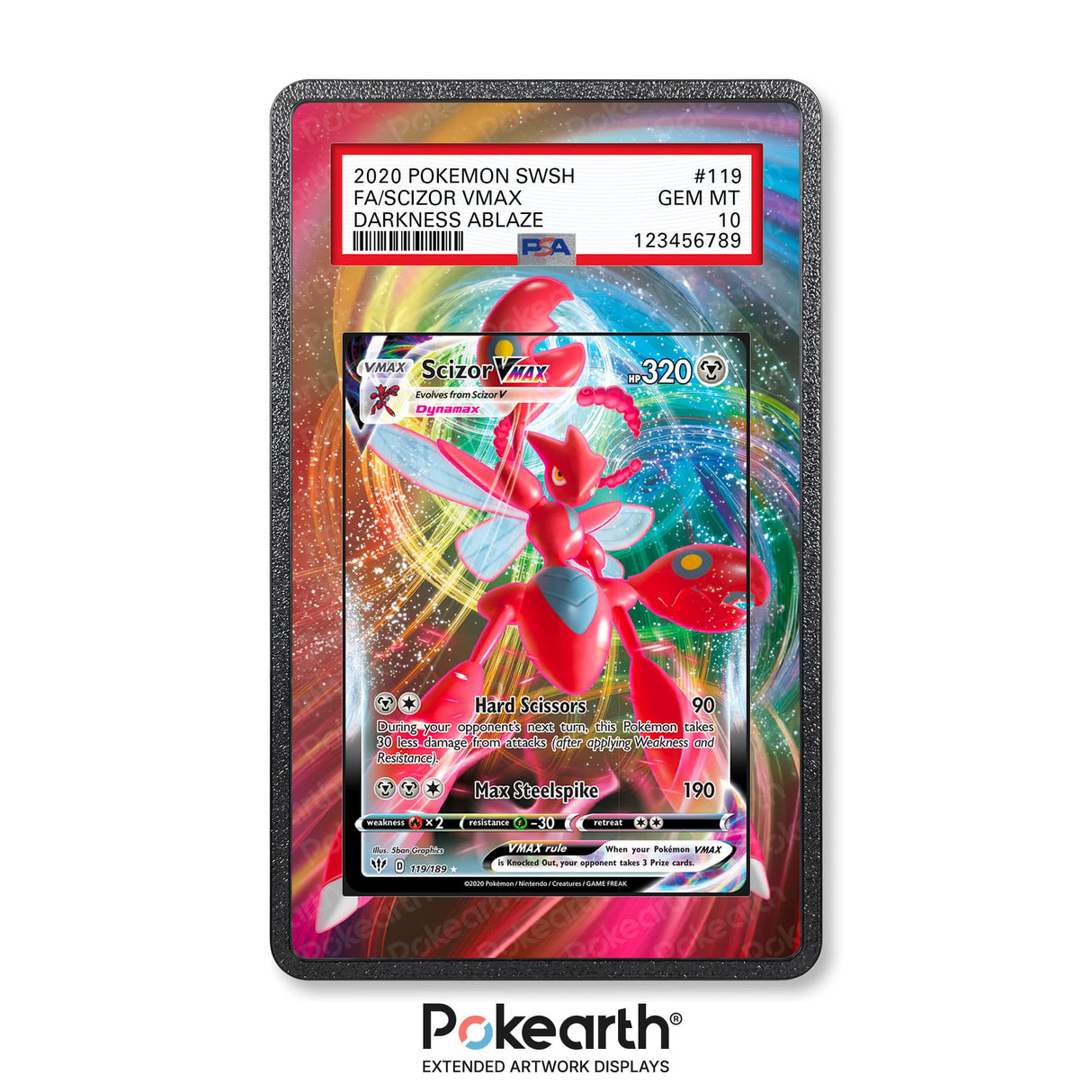 Scizor VMAX 119/189 - Graded Card Extended Artwork Display Case - Display Case Extended Artwork Pokearth
