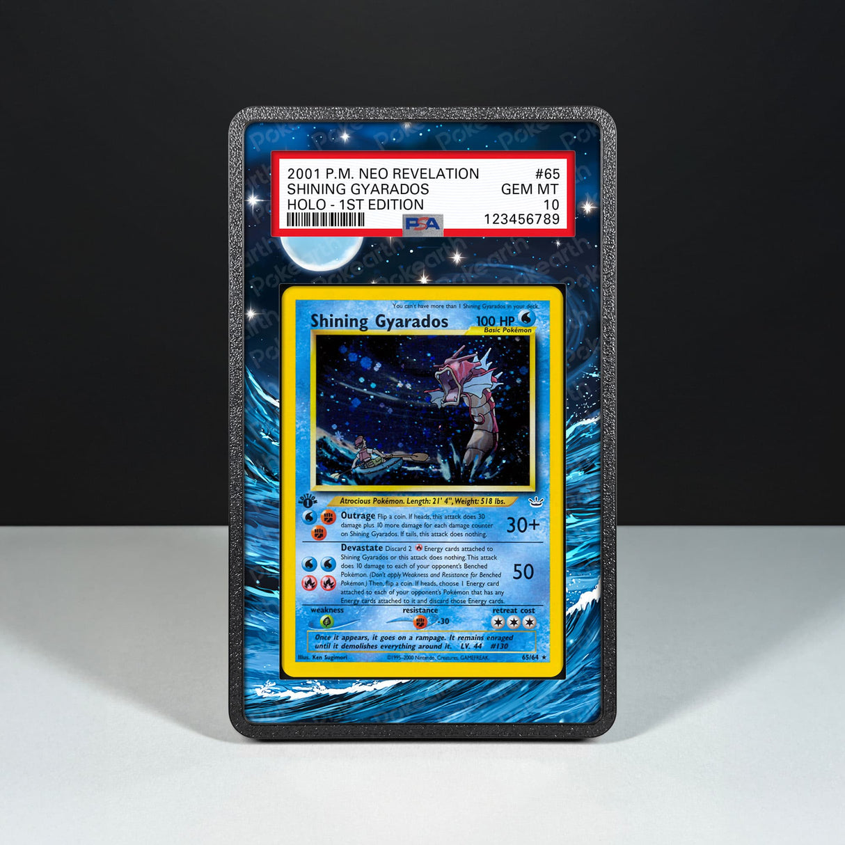 Shining Gyarados 65/64 - Graded Card Extended Artwork Display Case - Display Case Extended Artwork Pokearth