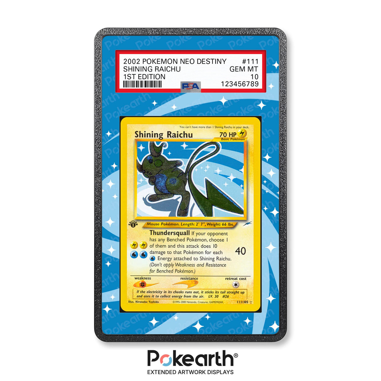 Shining Raichu 111/105 - Graded Card Extended Artwork Display Case - Display Case Extended Artwork Pokearth