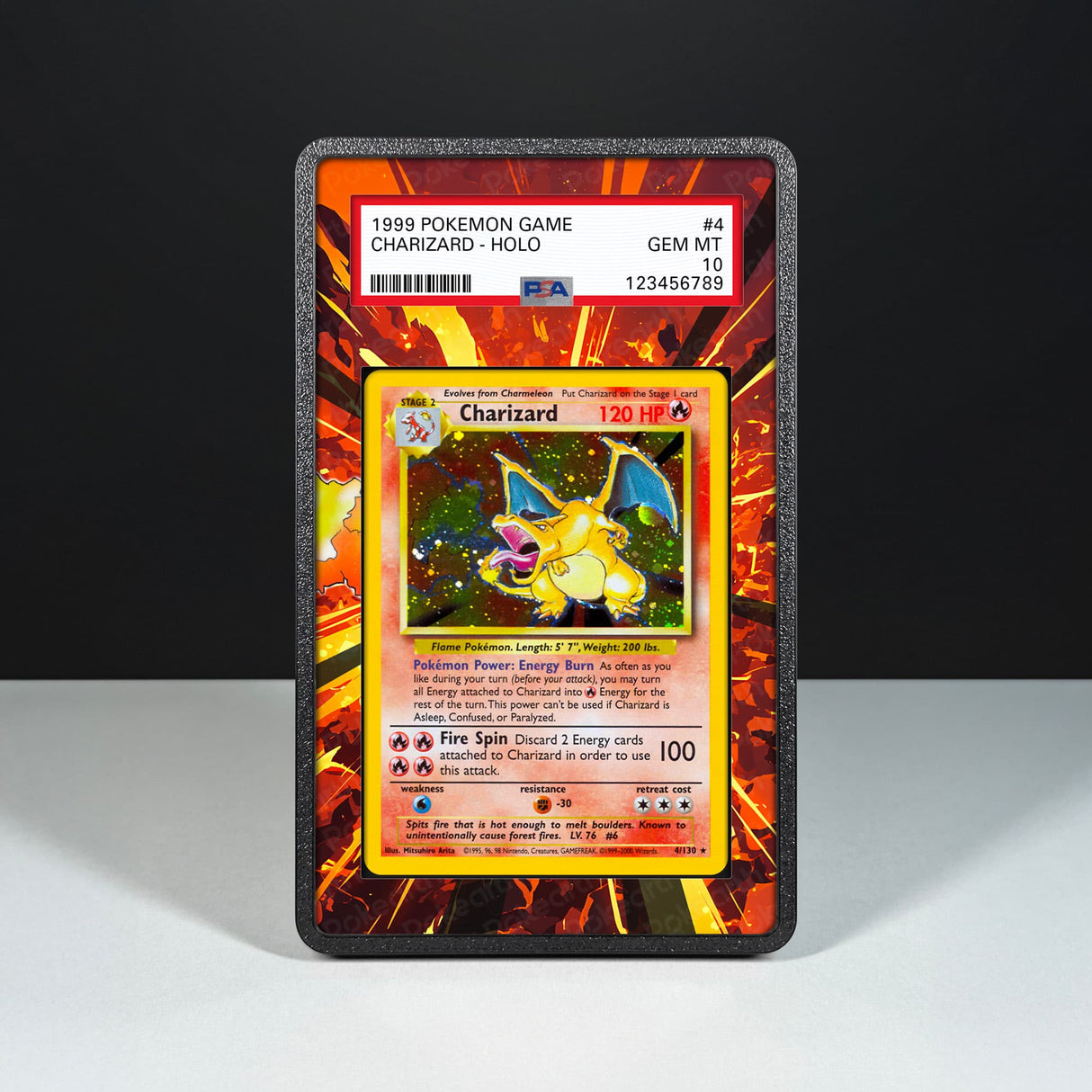 Charizard 4/130 - Graded Card Extended Artwork Display Case - Display Case Extended Artwork Pokearth
