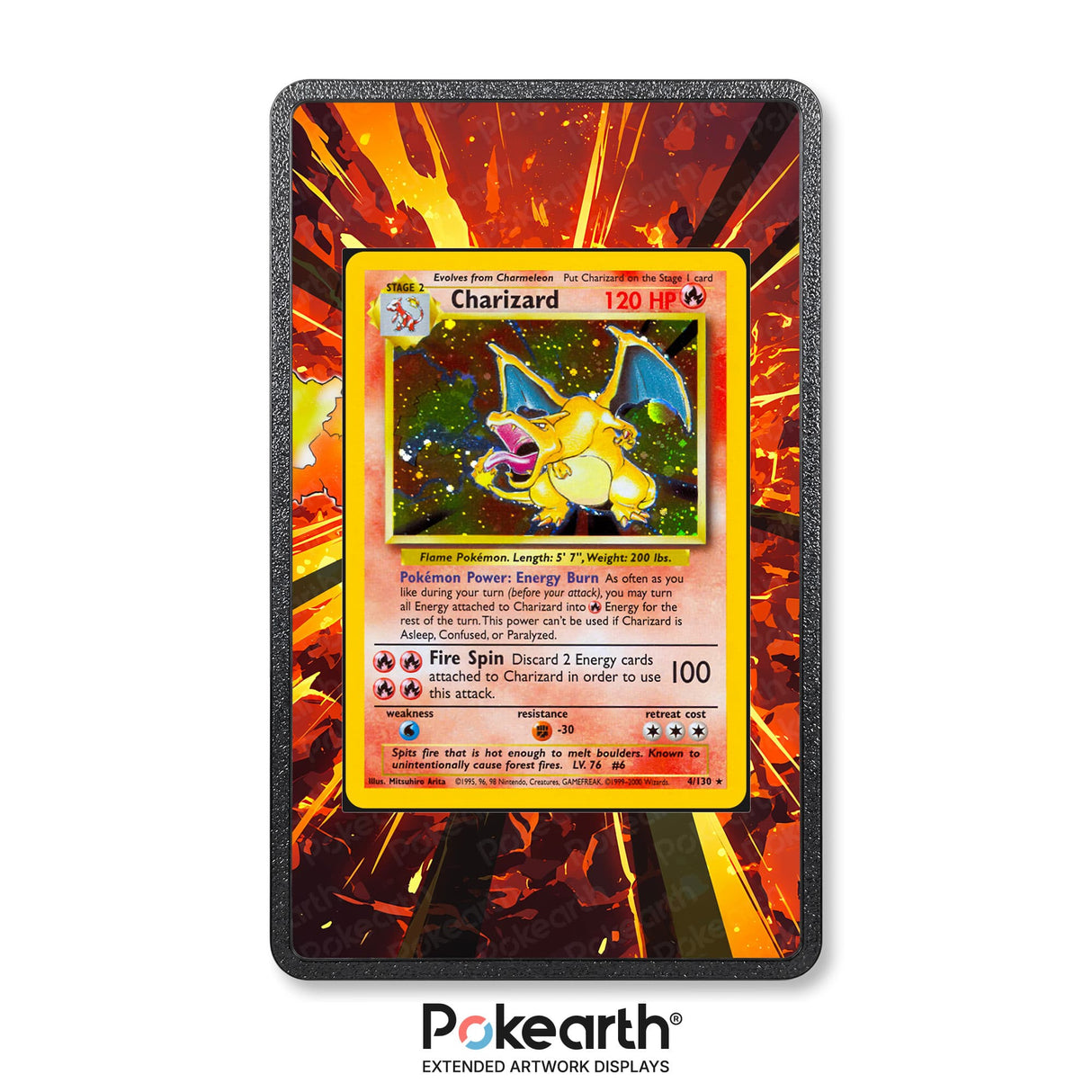 Charizard 4/130 - Custodia con Artwork Esteso per Carte Pokémon - Display Case Extended Artwork Pokearth